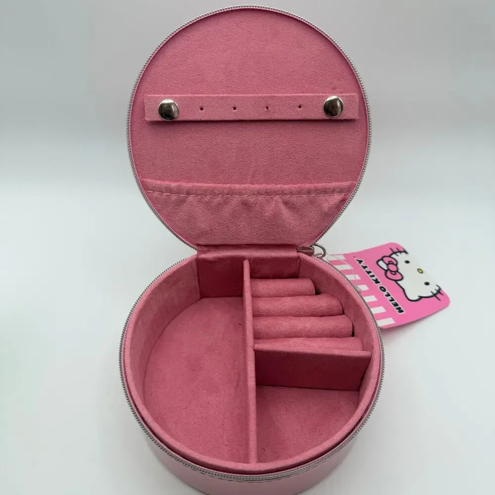 Hello Kitty Pink Jewelry Case + Crème Keroppi Hair Clips Sanrio Bundle